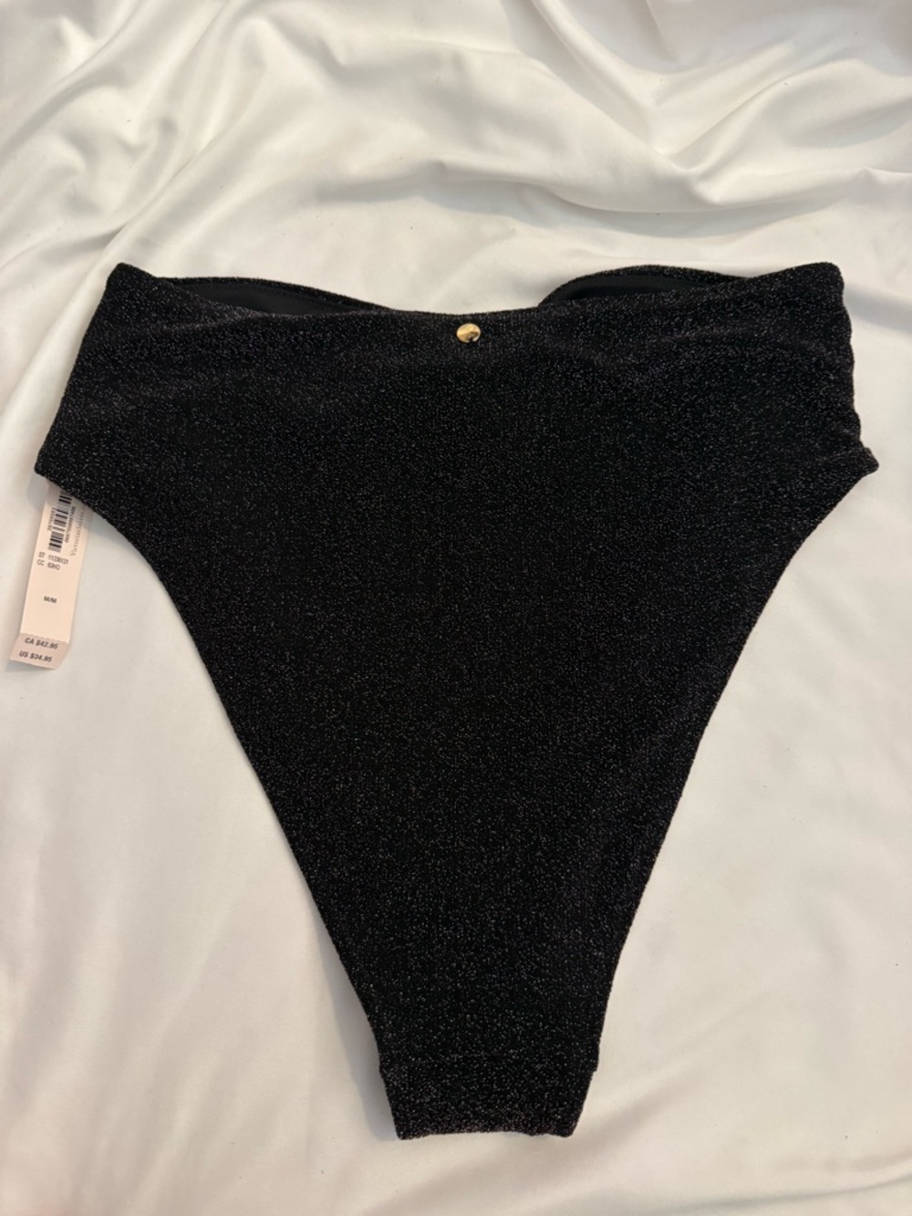 NWT Victoria's Secret Black Shimmer High-Waist Cheeky Bikini Bottom - Picture 5 of 7